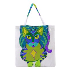 Peacock Tabby  Grocery Tote Bag by jbyrdyoga