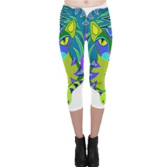 Peacock Tabby  Capri Leggings  by jbyrdyoga