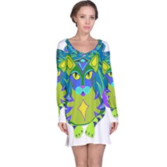 Peacock Tabby  Long Sleeve Nightdress