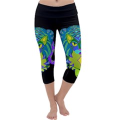 Peacock Tabby  Capri Yoga Leggings by jbyrdyoga