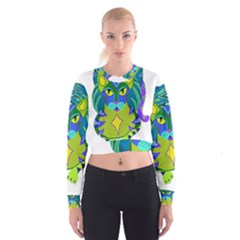 Peacock Tabby  Women s Cropped Sweatshirt