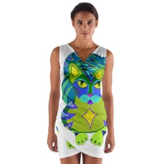 Peacock Tabby  Wrap Front Bodycon Dress by jbyrdyoga