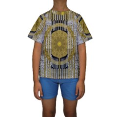 Silver And Gold Is The Way To Luck Kids  Short Sleeve Swimwear