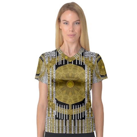 Silver And Gold Is The Way To Luck Women s V-neck Sport Mesh Tee by pepitasart