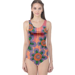 Colorful Floral Dream One Piece Swimsuit by DanaeStudio