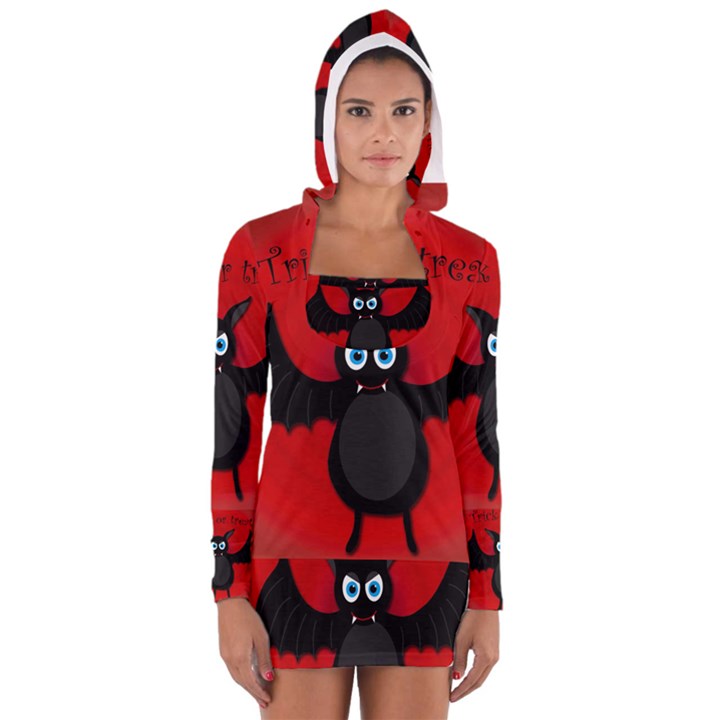 Halloween bat Women s Long Sleeve Hooded T-shirt