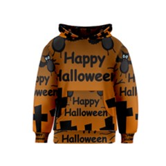 Happy Halloween - Bats On The Cemetery Kids  Pullover Hoodie by Valentinaart