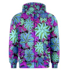 Vibrant Floral Collage Print Men s Zipper Hoodie