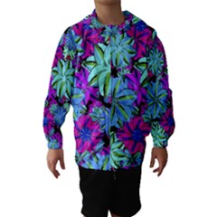 Vibrant Floral Collage Print Hooded Wind Breaker (kids) by dflcprintsclothing