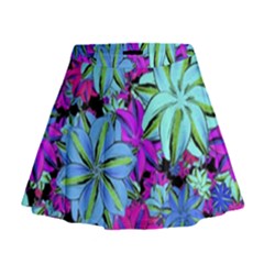 Vibrant Floral Collage Print Mini Flare Skirt