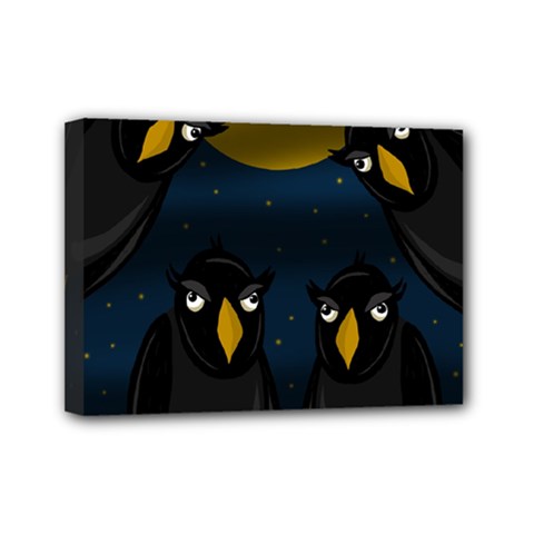 Halloween - Black Crow Flock Mini Canvas 7  X 5  by Valentinaart