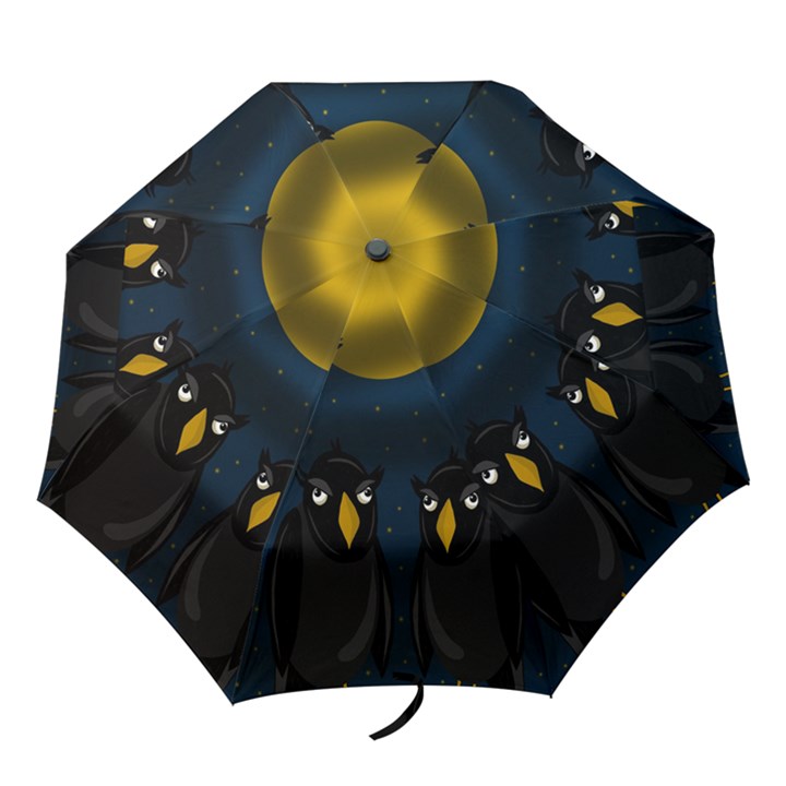 Halloween - black crow flock Folding Umbrellas