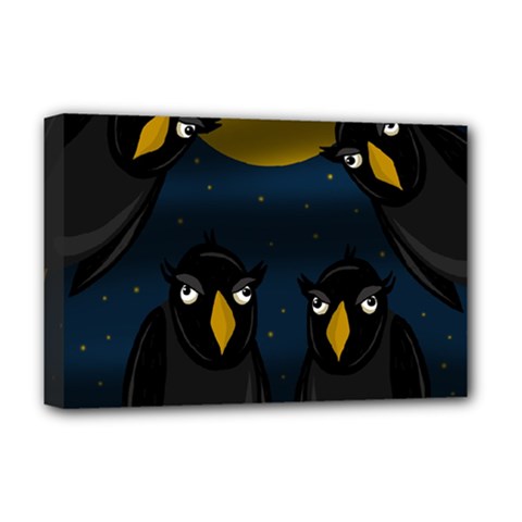 Halloween - Black Crow Flock Deluxe Canvas 18  X 12   by Valentinaart