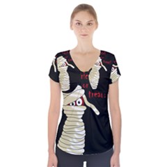 Halloween Mummy   Short Sleeve Front Detail Top by Valentinaart