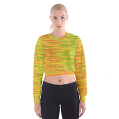 Green And Oragne Women s Cropped Sweatshirt by Valentinaart