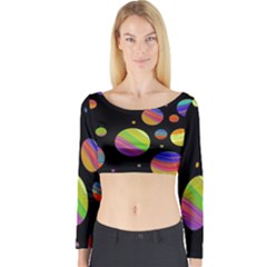 Colorful Galaxy Long Sleeve Crop Top by Valentinaart