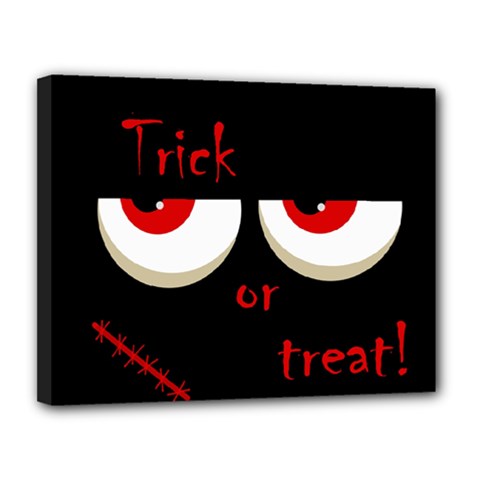 Halloween  trick Or Treat  - Monsters Red Eyes Canvas 14  X 11  by Valentinaart