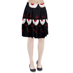 Halloween  trick Or Treat  - Monsters Red Eyes Pleated Skirt by Valentinaart