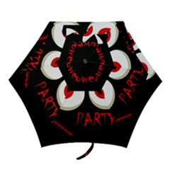 Halloween Party - Red Eyes Monster Mini Folding Umbrellas by Valentinaart