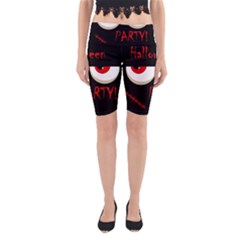 Halloween Party - Red Eyes Monster Yoga Cropped Leggings by Valentinaart