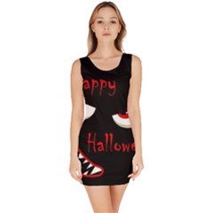 Happy Halloween - Red Eyes Monster Sleeveless Bodycon Dress by Valentinaart