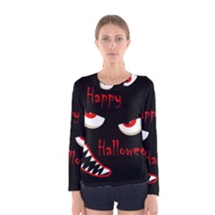 Happy Halloween - Red Eyes Monster Women s Long Sleeve Tee