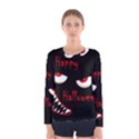 Happy Halloween - red eyes monster Women s Long Sleeve Tee View1