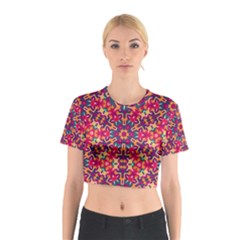 Folk Floral Geometric Pattern Cotton Crop Top