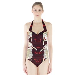 Halloween Mummy Halter Swimsuit by Valentinaart