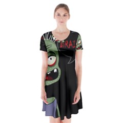 Halloween Zombie Short Sleeve V-neck Flare Dress by Valentinaart