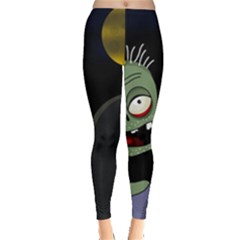 Halloween Zombie On The Cemetery Leggings  by Valentinaart