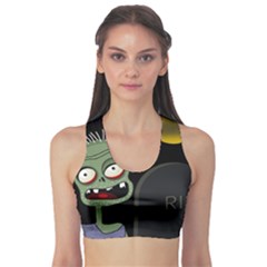 Halloween Zombie On The Cemetery Sports Bra by Valentinaart