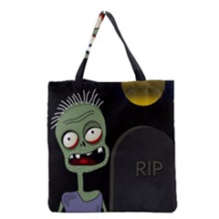 Halloween Zombie On The Cemetery Grocery Tote Bag by Valentinaart