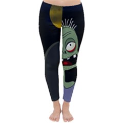 Halloween Zombie On The Cemetery Winter Leggings  by Valentinaart