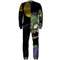 Halloween Zombie On The Cemetery Onepiece Jumpsuit (men)  by Valentinaart