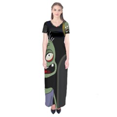 Halloween Zombie On The Cemetery Short Sleeve Maxi Dress by Valentinaart