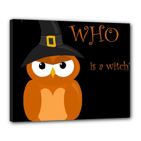 Halloween witch - orange owl Canvas 20  x 16 