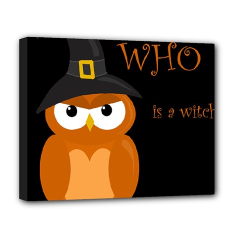 Halloween Witch - Orange Owl Deluxe Canvas 20  X 16   by Valentinaart