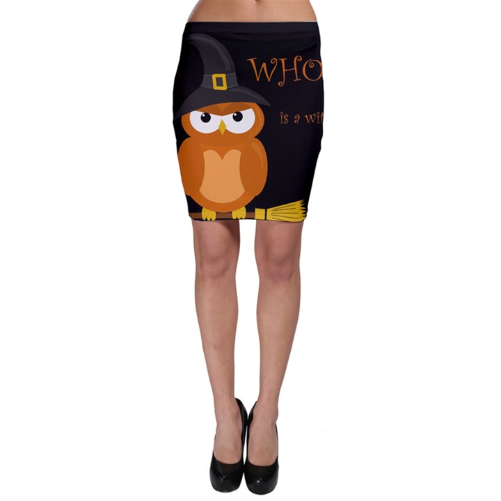 Halloween witch - orange owl Bodycon Skirt