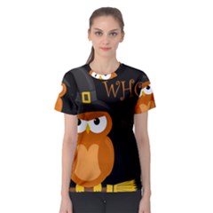 Halloween witch - orange owl Women s Sport Mesh Tee