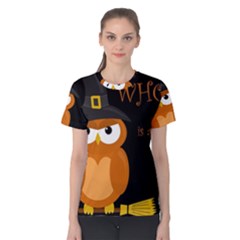 Halloween witch - orange owl Women s Cotton Tee