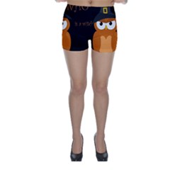 Halloween witch - orange owl Skinny Shorts