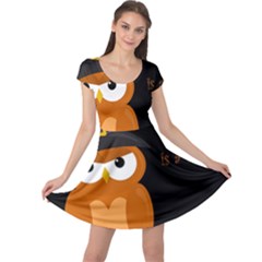 Halloween Witch - Orange Owl Cap Sleeve Dresses by Valentinaart