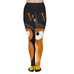 Halloween witch - orange owl Women s Tights