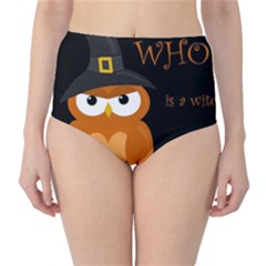 Halloween Witch - Orange Owl High-waist Bikini Bottoms by Valentinaart