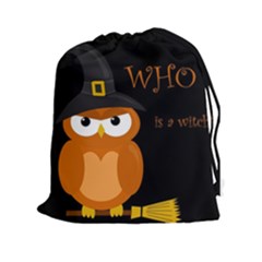 Halloween witch - orange owl Drawstring Pouches (XXL)