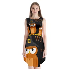 Halloween Witch - Orange Owl Sleeveless Chiffon Dress  