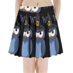 Halloween Witch - Blue Owl Pleated Mini Skirt by Valentinaart