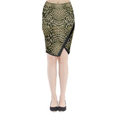 Brown Reptile Midi Wrap Pencil Skirt