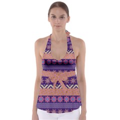 Colorful Tribal Pattern Babydoll Tankini Top by DanaeStudio